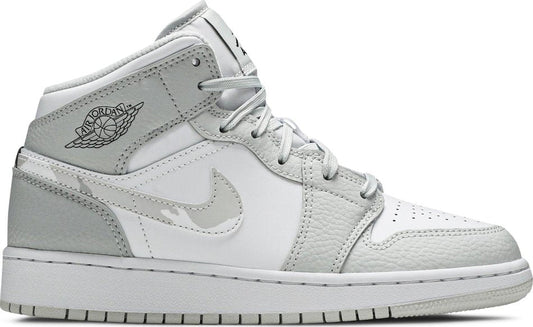 Air Jordan 1 Mid SE GS Swoosh Logo-Grey Camo