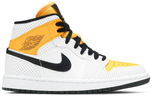 Wmns Air Jordan 1 Mid Perforated - White University Gold